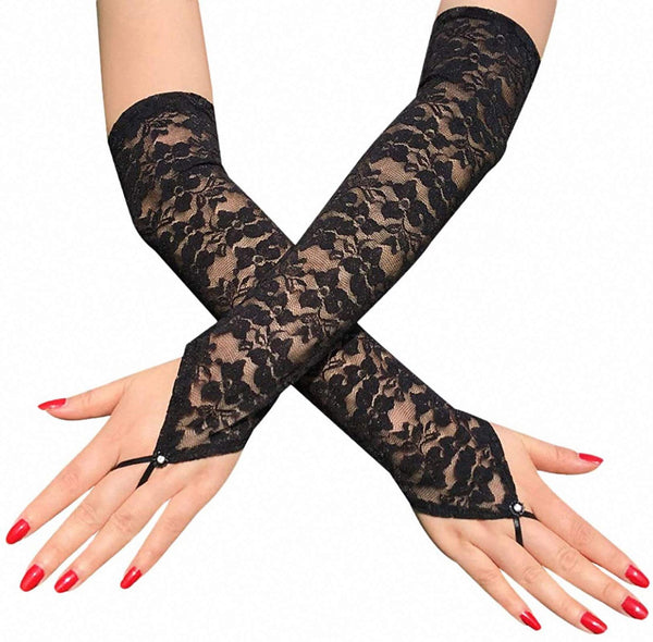 Gothic Fingerless Lace Gloves