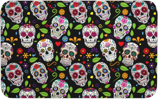 Sugar Skull Non Slip Floor Mat 19.5 X 31.5 IN
