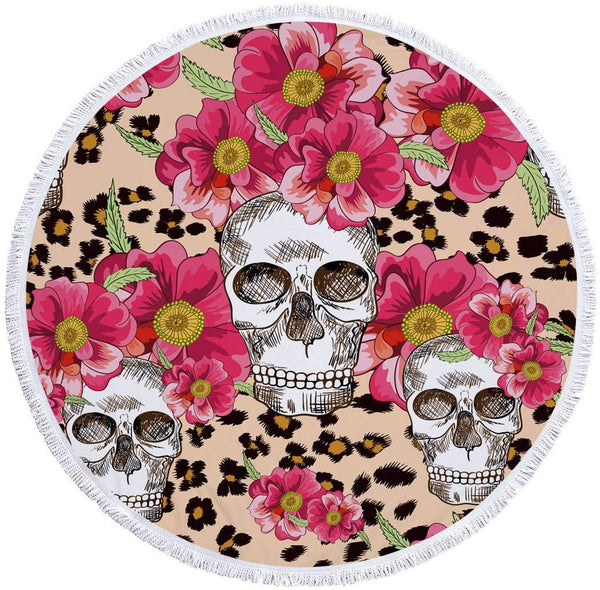 Skull Pattern 59 inch Large Round Towel