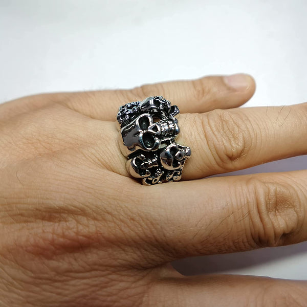 Titanium Steel Skull Heads Ring