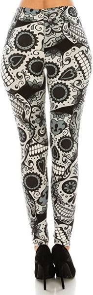 Skull Pattern Ultra Soft Elastic High Waisted Leggings