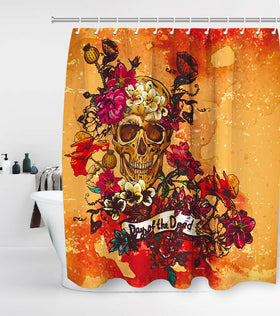 Day of The Dead Sugar Skull Shower Curtain with 12 Hooks
