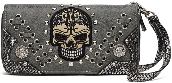 Sugar Skull Day of the Dead Handbag Shoulder Bag Wallet Set