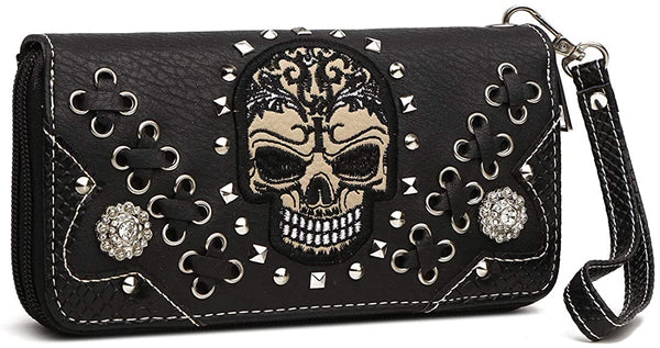 Sugar Skull Rivet Studded Women Day of the Dead Wallet