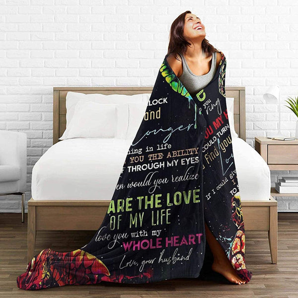 To My Wife Sea Turtle Comfort Flannel Fleece Blanket 80"X60"