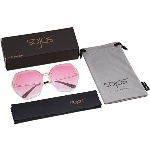 Oversized Rimless Sunglasses for Women Diamond Cut