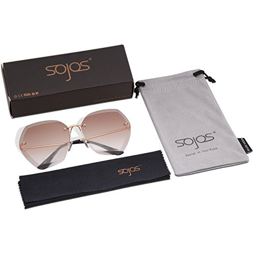 Oversized Rimless Sunglasses for Women Diamond Cut