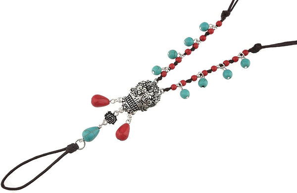 Silver Sugar Skull Turquoise Bead Barefoot Sandals Anklet Pair