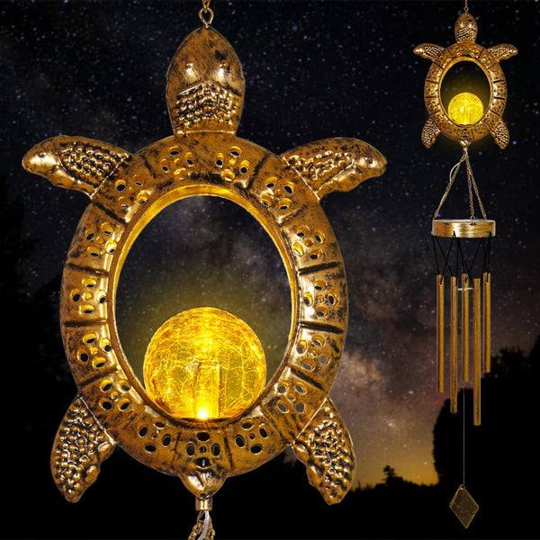 Solar Turtle Glass Ball Wind Chime