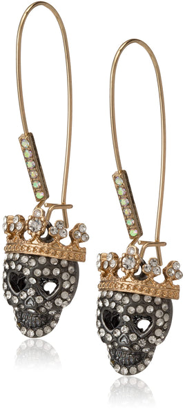 Pave Skull Dangle Earrings