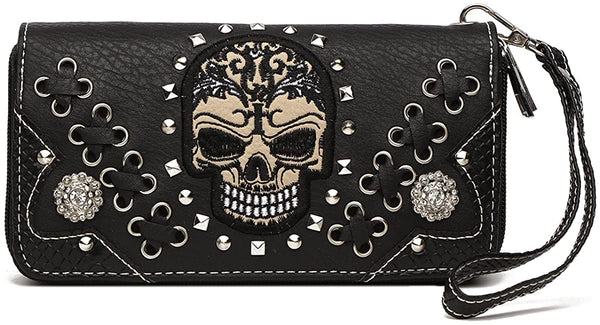 Sugar Skull Day of the Dead Handbag Shoulder Bag Wallet Set