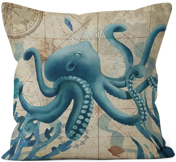 Set of 4 Sea Pillow Covers 18x18