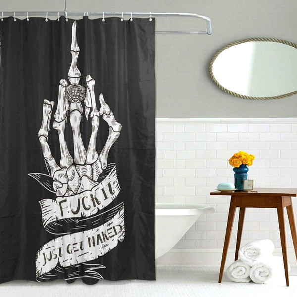Skull Finger Shower Curtain With12 Hooks 72x72 inch