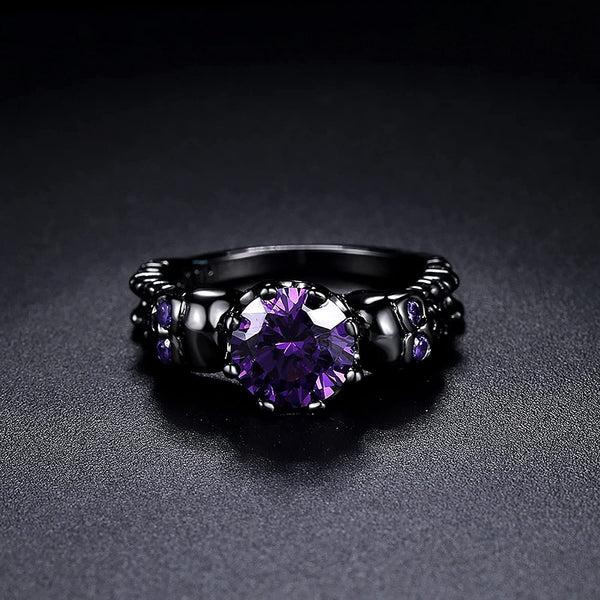 Purple Gemstone Skull Ring