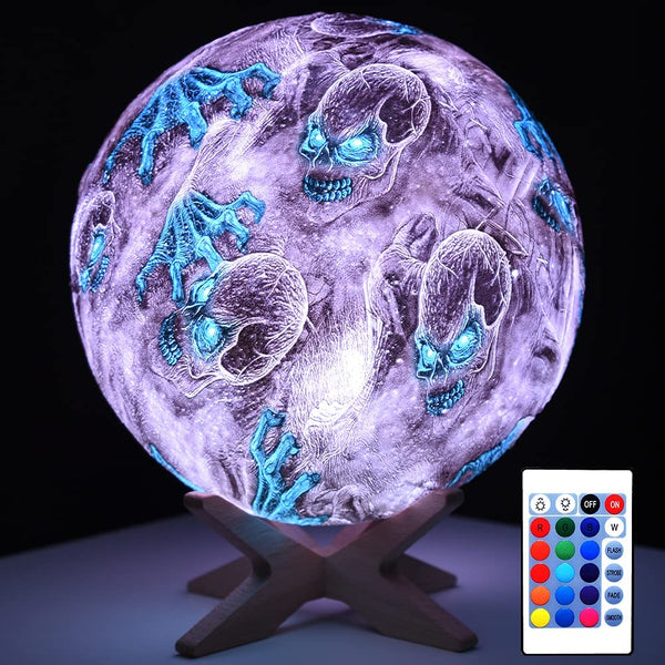 Skull Color Changing Moon Lamp (5.9 inch 16 Colors LED with Stand)
