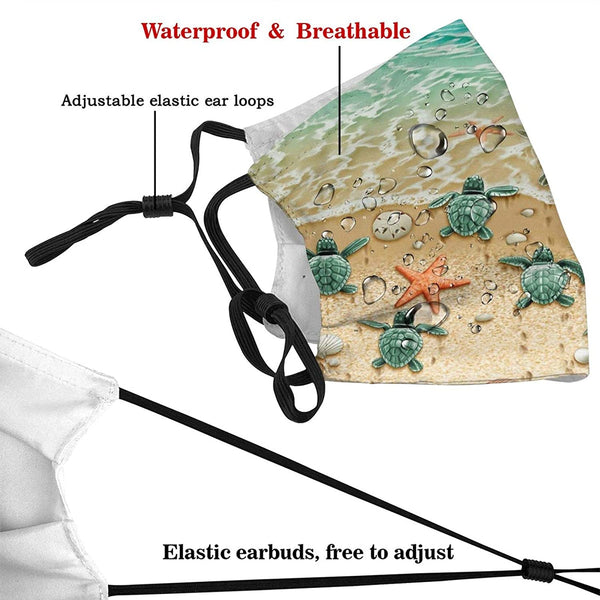 Baby Sea Turtles Face Cover Protection with Filter Pocket