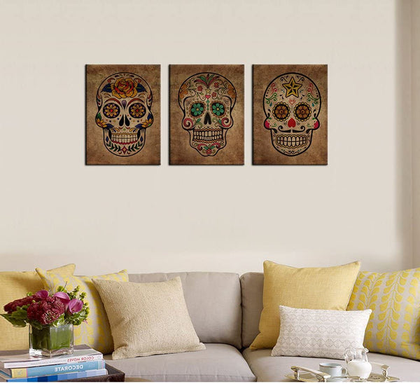 Day of The Dead Sugar Skull Canvas Wall Art Framed