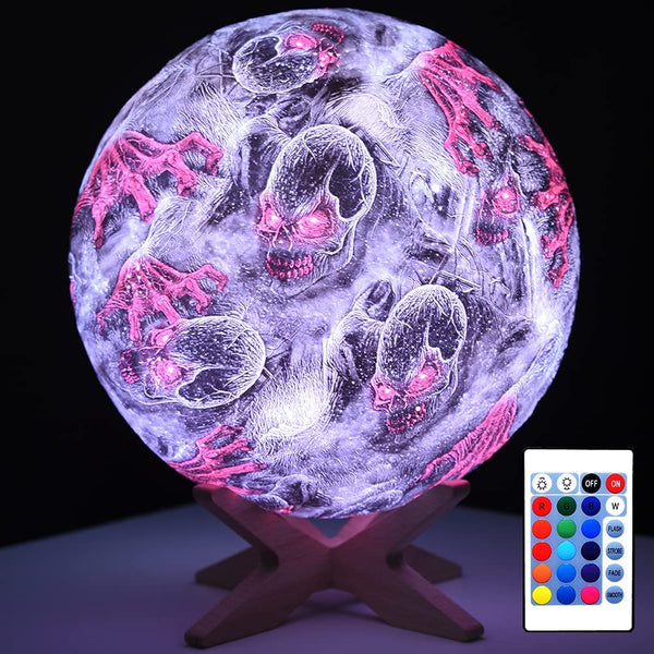 Skull Color Changing Moon Lamp (5.9 inch 16 Colors LED with Stand)