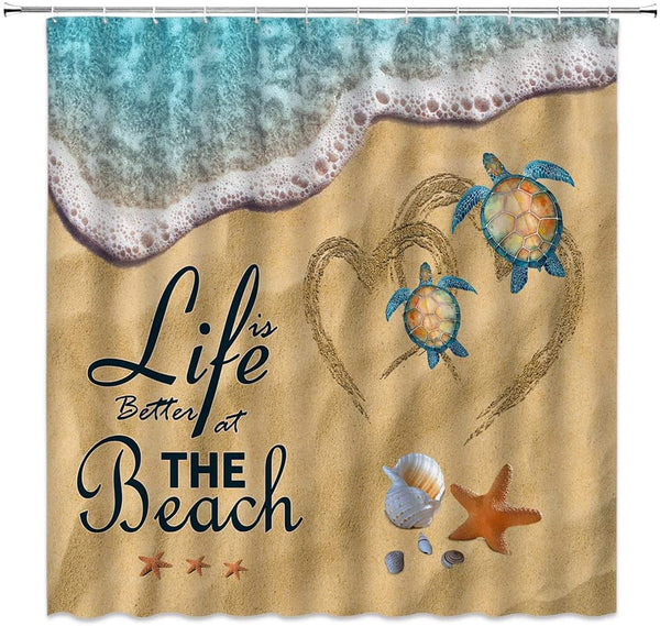 Ocean Beach Sea Turtle Shower Curtain
