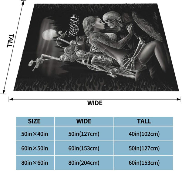 R-IDE OR D-IE Skull Throw Blanket, 60 x 50 Inch