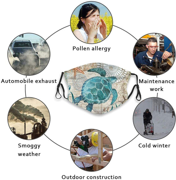 Sea Turtle Face Cover Protection with Filter Pocket