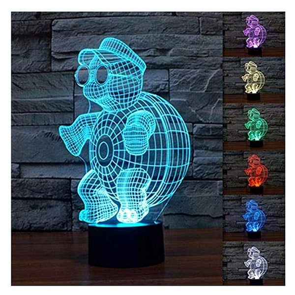 Color Changing 3D Illusion Tortoise With Glasses Night Light Lamp