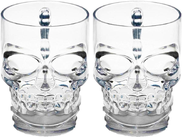 Set of 2 Skull Face Beer Mugs 17.6 oz.