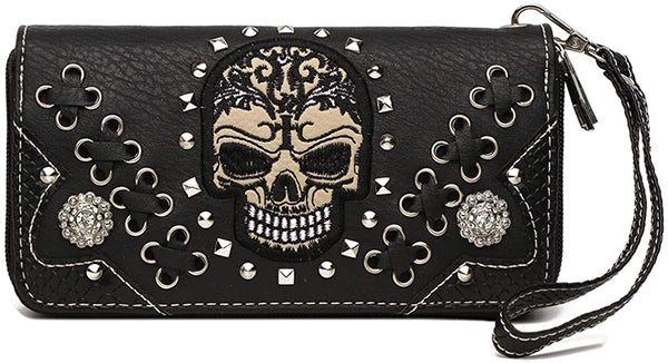 Sugar Skull Rivet Studded Women Day of the Dead Wallet