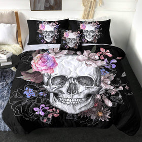 Skull Roses 4 Pieces Comforter Set (Queen)