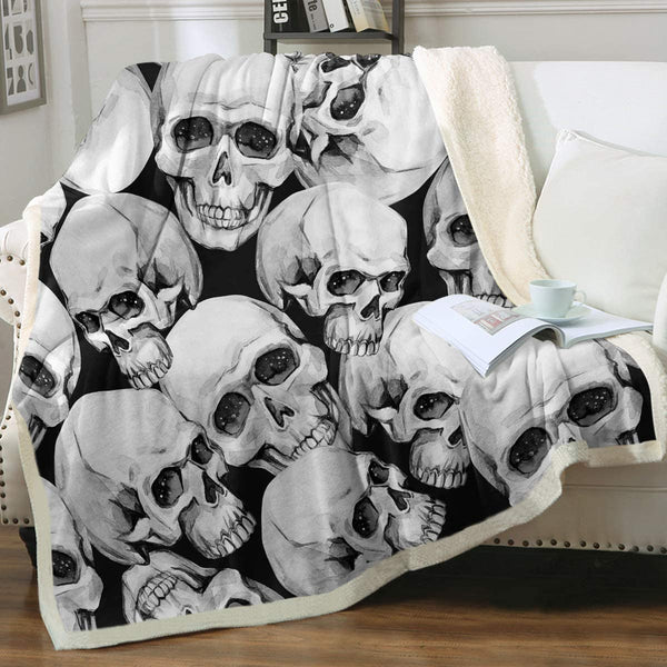 Retro Skulls Sherpa Throw Blanket