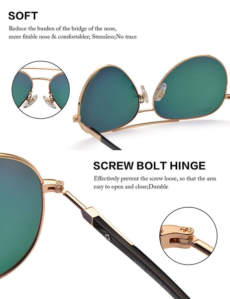 Aviator Polarized Sunglasses For Women with Case - UV 400 Protection 60MM