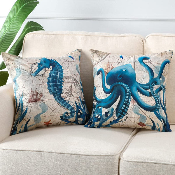 Set of 4 Sea Pillow Covers 18x18