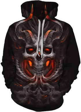 Evil Skull Print Pullover Light Weight Hoodie Sweatshirt