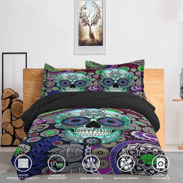 Sugar Skull Duvet Cover 3 Piece Set