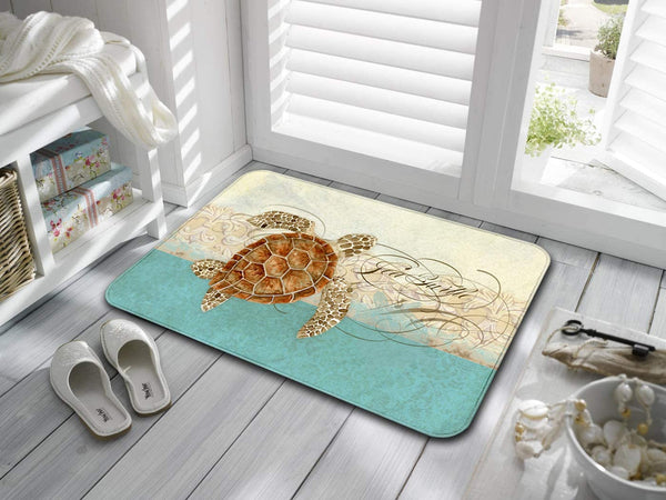 Sea Turtle Printed No Silp Floor Mat Indoor 23.6x15.8 In