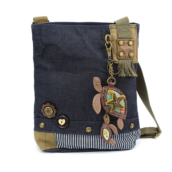 Sea Turtle Cross-Body Blue Denim Canvas Messenger Bag