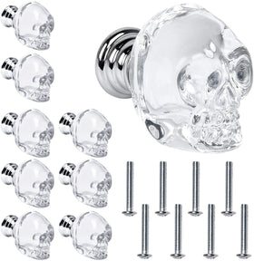 8 Pcs Crystal Skull Glass Furniture Door Knobs Handle