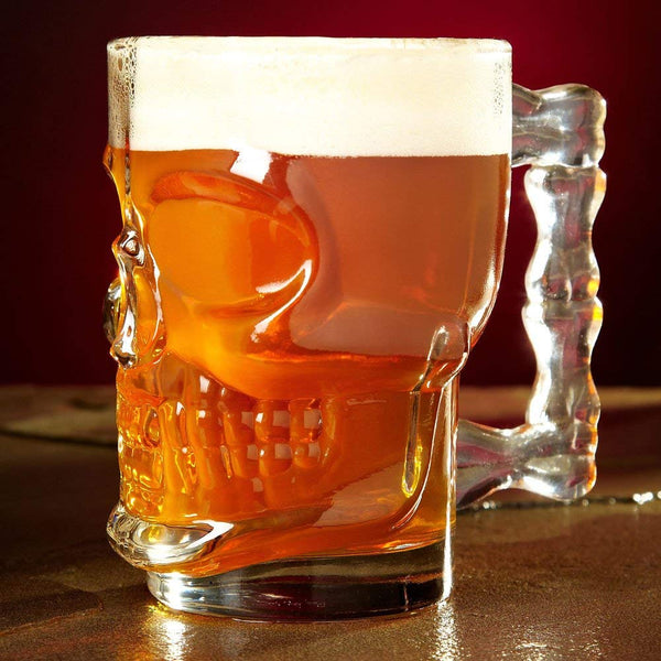 Set of 2 Skull Face Beer Mugs 17.6 oz.