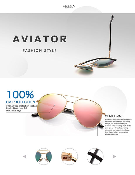 Aviator Polarized Sunglasses For Women with Case - UV 400 Protection 60MM