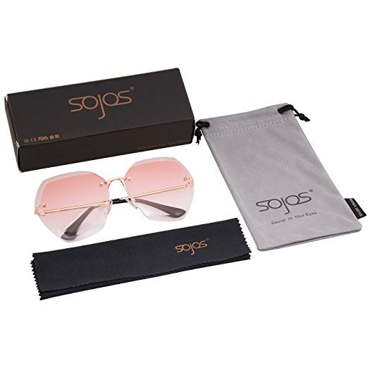 Oversized Rimless Sunglasses for Women Diamond Cut