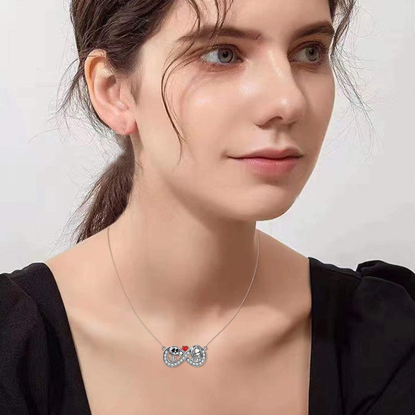 925 Silver Skeleton Skull Infinity Heart Necklace