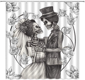 Skeleton Bride and Groom Shower Curtain