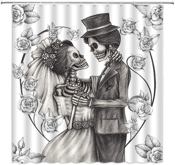 Skeleton Bride and Groom Shower Curtain