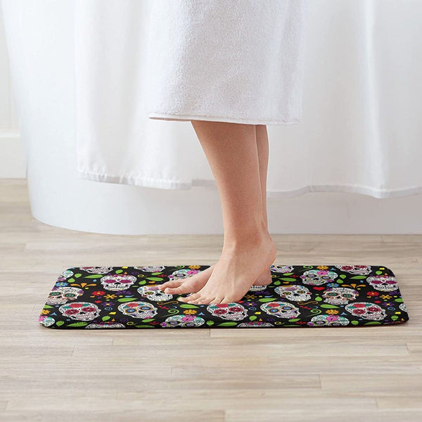 Sugar Skull Non Slip Floor Mat 19.5 X 31.5 IN