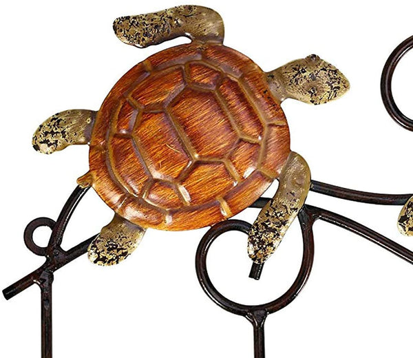 Turtle Wall Mounted Key Holder with 4 Hooks 9x6 Inches