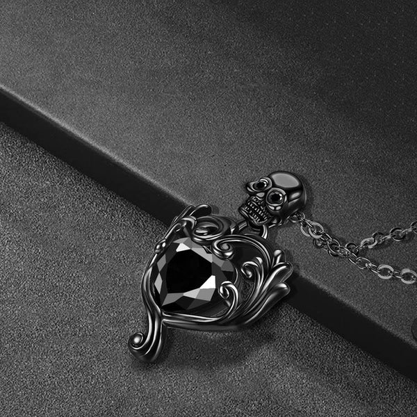Gothic Skull Punk Heart Pendant Necklace