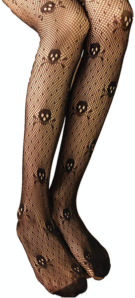 Skull Fishnet Stockings High Waisted Tights Pantyhose 2Pcs