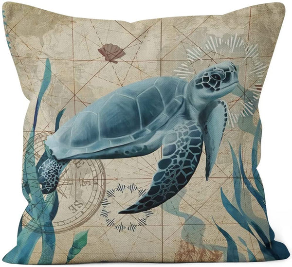 Set of 4 Sea Pillow Covers 18x18