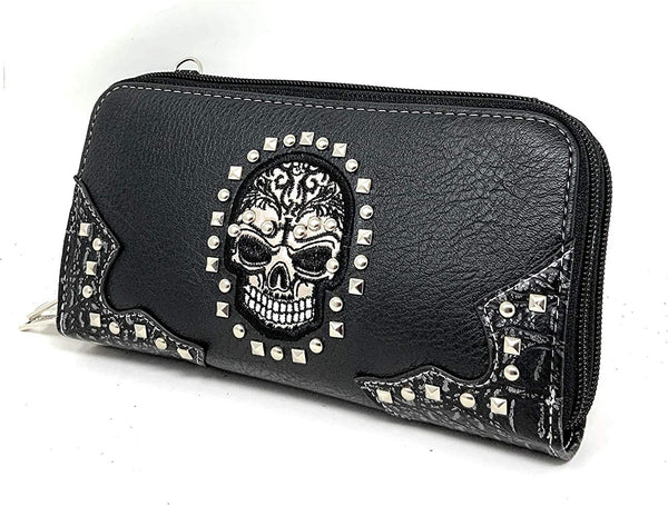 Sugar Skull Handbag Purse Wallet Set