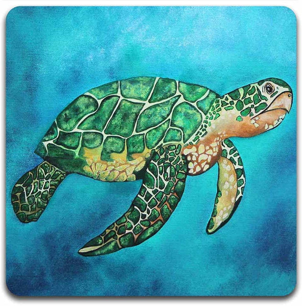 Watercolor Sea Turtle Square Coaster Set - Set of 4